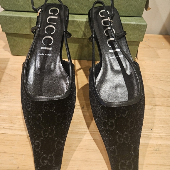 Gucci GG-jacquard Velvet Slingback Flats - Picture 2 of 10